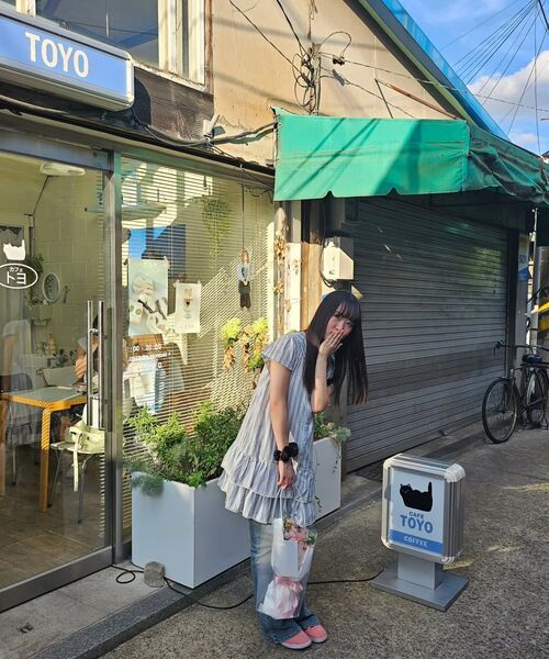 RONRON(ロンロン)の「ROUND COLLAR FRILL KANGKANG SHIRT DRESS BLUE STRIPE(ワンピース・レディース・その他・FREE)」の6枚目の写真
