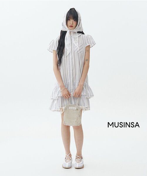 RONRON(ロンロン)の「ROUND COLLAR FRILL KANGKANG SHIRT DRESS BLUE STRIPE(ワンピース・レディース・その他・FREE)」の8枚目の写真