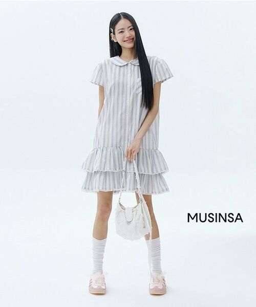 RONRON(ロンロン)の「ROUND COLLAR FRILL KANGKANG SHIRT DRESS BLUE STRIPE(ワンピース・レディース・その他・FREE)」の11枚目の写真