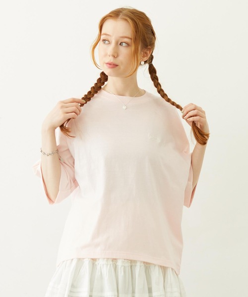 MILKFED.(ミルクフェド)の「ICING LOGO WIDE S/S TEE(Tシャツ/カットソー・レディース・ライトピンク/ブラック/ホワイト・L/M)」の3枚目の写真