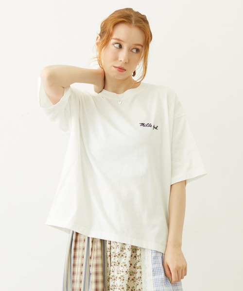 MILKFED.(ミルクフェド)の「ICING LOGO WIDE S/S TEE(Tシャツ/カットソー・レディース・ライトピンク/ブラック/ホワイト・L/M)」の1枚目の写真