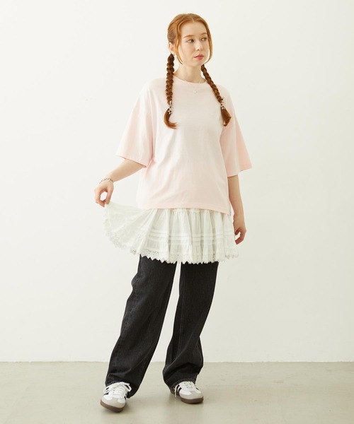 MILKFED.(ミルクフェド)の「ICING LOGO WIDE S/S TEE(Tシャツ/カットソー・レディース・ライトピンク/ブラック/ホワイト・L/M)」の17枚目の写真