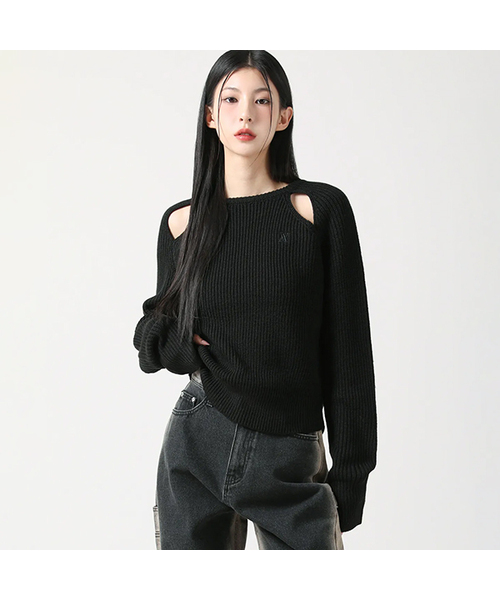 AVANDRESS(アバンドレス )の「Ribbed Cut-out Knit BLACK(ニット/セーター・レディース・ブラック・MEDIUM/SMALL)」の1枚目の写真