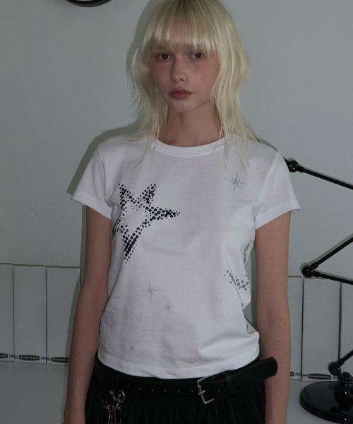RENSE(レンセ)の「Star Print Slim Fit T-shirt White(Tシャツ/カットソー・レディース・その他・OS)」の1枚目の写真