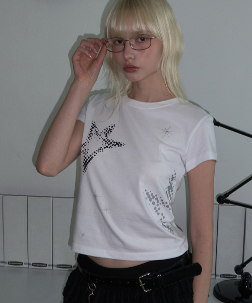 RENSE(レンセ)の「Star Print Slim Fit T-shirt White(Tシャツ/カットソー・レディース・その他・OS)」の2枚目の写真