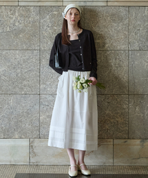 PINTUCK FLARE SKIRT IVORY