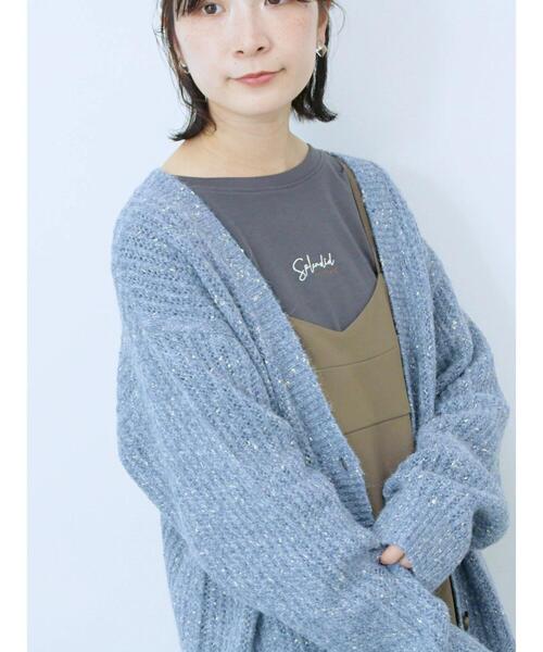 Samansa Mos2 blue(サマンサモスモスブルー)の「ワンポイント刺繍プルオーバー(Tシャツ/カットソー・レディース・オフホワイト/ライトベージュ/チャコールグレー・F)」の13枚目の写真