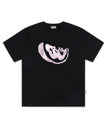パープル ESCF FRUIT STAMPプリントオーバーサイズ半袖Tシャツ ブラック