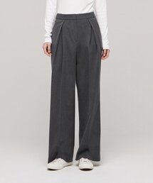 女性用軽量オーバーラッププリーツスラックス[ミディアムグレー]