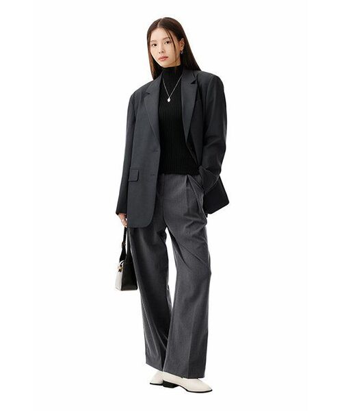 MUSINSA STANDARD WOMAN（ムシンサスタンダードウーマン）の「女性用軽量オーバーラッププリーツスラックス[ミディアムグレー]（スラックス・レディース・その他・32/30/31/24）」の2枚目の写真