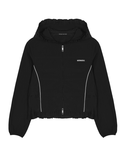 NICK&NICOLE(ニックアンドニコール)の「RUFFLE LACE HOOD JACKET_BLACK(ナイロンジャケット・レディース・ブラック・FREE)」の4枚目の写真