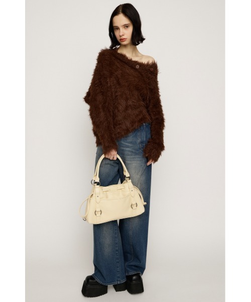 SLY（スライ）の「BIG SHAGGY BUTTON RIB TOPS ビッグ シャギー ボタン リブトップス 秋服 冬服（ニット/セーター・レディース・ライトベージュ/ライトブラック/ブラウン・FREE）」の7枚目の写真