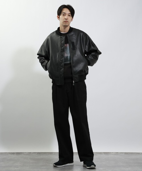 BAYFLOW(ベイフロー)の「ヴィンテージライクPUレザー中綿ジャケット(ブルゾン・メンズ・ブラウン/ブラック・MEDIUM/LARGE)」の8枚目の写真