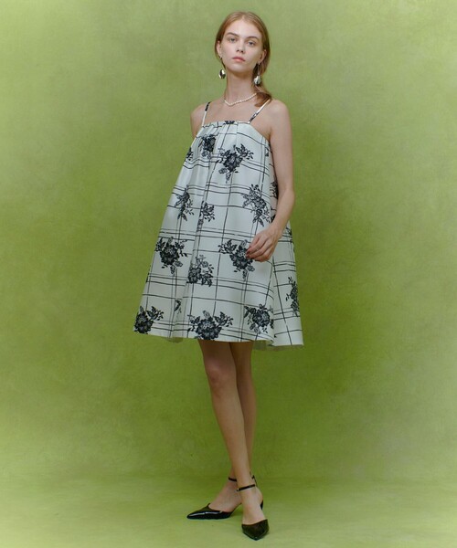 LOULOU WILLOUGHBY】SILK CO フラワーチェックワンピース（ワンピース