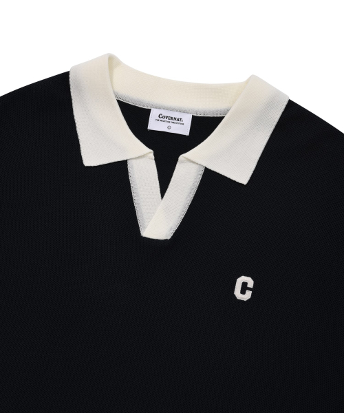 COVERNAT(カバーナット)の「Cロゴオープンカラー ハーフニット ネイビー(ニット/セーター・レディース・その他・SMALL/X-LARGE/LARGE/MEDIUM/XX-LARGE)」の3枚目の写真