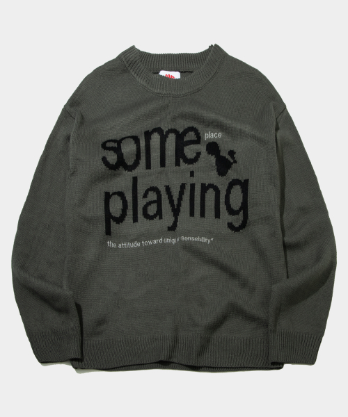 SOME PLACE（サムプレイス）の「デイリーソフトオーバーサイズスウェットラウンドネック長袖オーバーサイズニット_3COLOR（ニット/セーター・レディース・ネイビー/チャコール・FREE）」の3枚目の写真