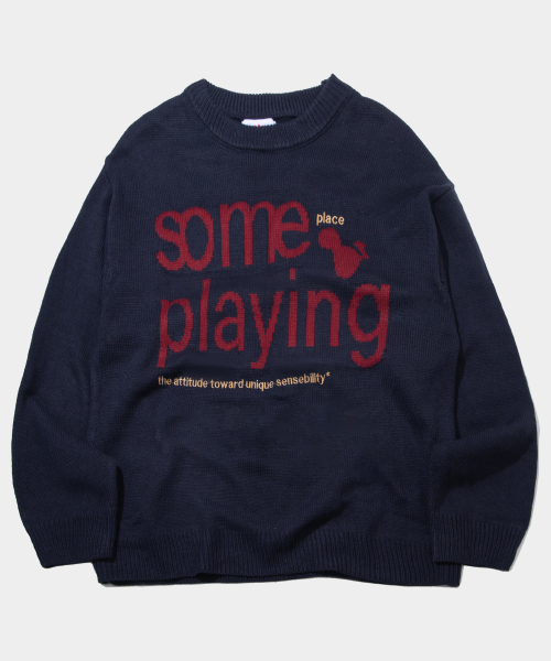 SOME PLACE（サムプレイス）の「デイリーソフトオーバーサイズスウェットラウンドネック長袖オーバーサイズニット_3COLOR（ニット/セーター・レディース・ネイビー/チャコール・FREE）」の5枚目の写真