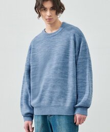オーバーサイズミックスプルオーバーニット [ペールブルー]