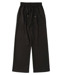 ピンタックワイドスウェットパンツ-ブラック