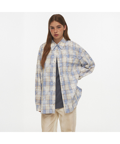 RMRN(アルエームアルエヌ)の「ALL DAY LONG CHECK SHIRT(シャツ/ブラウス・レディース・ブルー・1/2)」の1枚目の写真