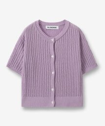 BLOND9（ブロンドナイン）の「ケーブル半袖ニットカーディガン_ラベンダー（ニット/セーター）」