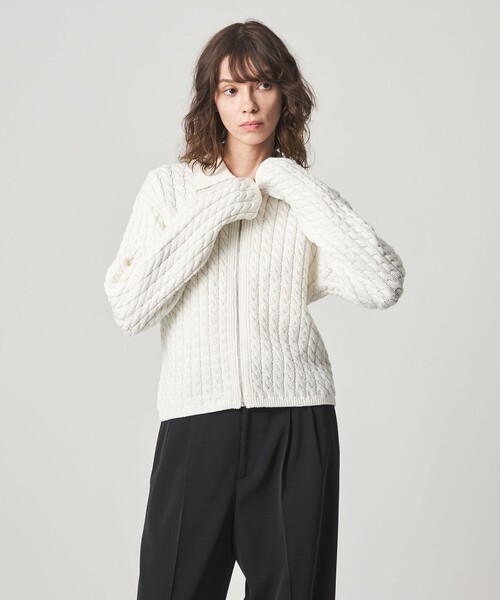 Steven Alan(スティーブンアラン)の「<Steven Alan>コットン ケーブル ジップ カーディガン(カーディガン/ボレロ・レディース・ネイビー/オフホワイト・FREE)」の2枚目の写真
