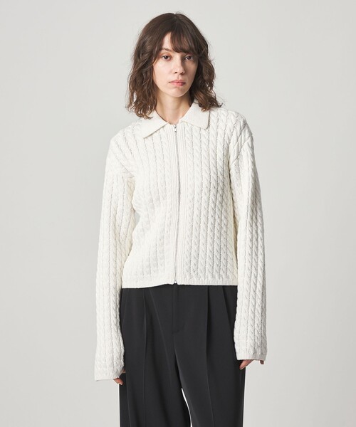 Steven Alan(スティーブンアラン)の「<Steven Alan>コットン ケーブル ジップ カーディガン(カーディガン/ボレロ・レディース・ネイビー/オフホワイト・FREE)」の10枚目の写真