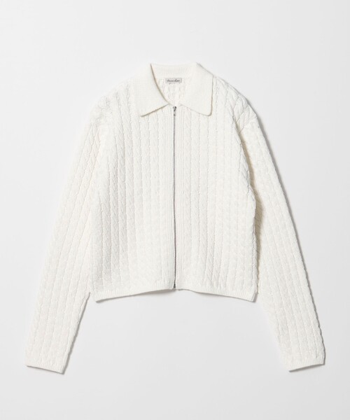 Steven Alan(スティーブンアラン)の「<Steven Alan>コットン ケーブル ジップ カーディガン(カーディガン/ボレロ・レディース・ネイビー/オフホワイト・FREE)」の5枚目の写真