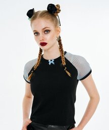 OTHER-worldly（アザーワールドリー）の「リボンレグランTシャツ[ブルーメッシュ]（Tシャツ/カットソー）」