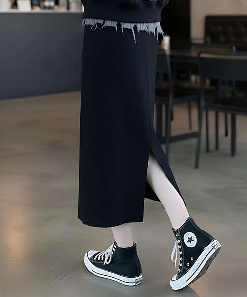 cammie(キャミー)の「ニットタイトスカート(スカート・レディース・ホワイト/ブラック・F)」の4枚目の写真