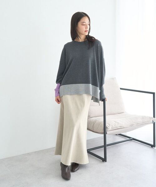 YECCA VECCA（イェッカヴェッカ）の「カラーブロッキングニット（ニット/セーター・レディース・チャコールグレー/ブラック/モカ・FREE）」の7枚目の写真