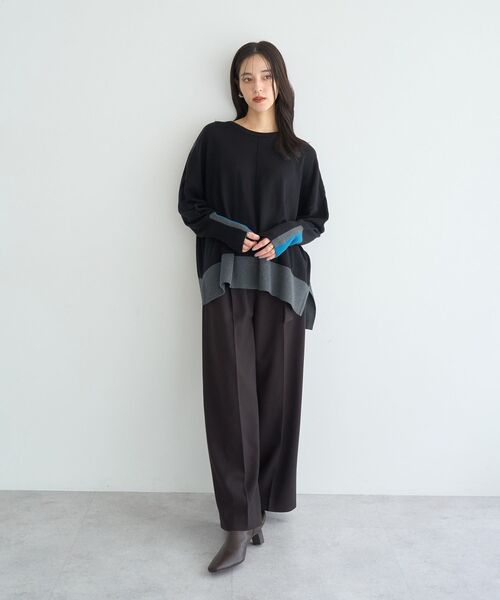 YECCA VECCA（イェッカヴェッカ）の「カラーブロッキングニット（ニット/セーター・レディース・チャコールグレー/ブラック/モカ・FREE）」の19枚目の写真