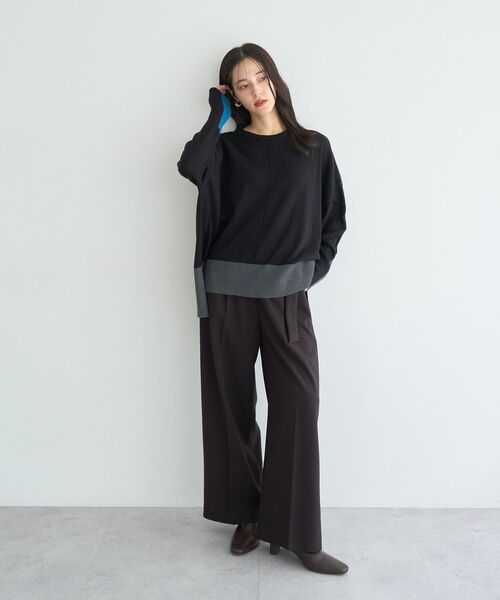 YECCA VECCA（イェッカヴェッカ）の「カラーブロッキングニット（ニット/セーター・レディース・チャコールグレー/ブラック/モカ・FREE）」の20枚目の写真