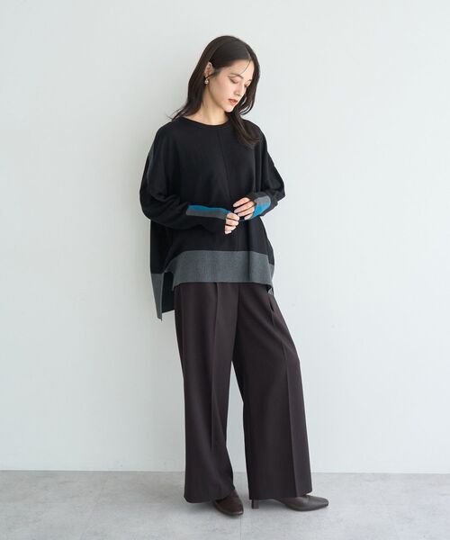 YECCA VECCA（イェッカヴェッカ）の「カラーブロッキングニット（ニット/セーター・レディース・チャコールグレー/ブラック/モカ・FREE）」の21枚目の写真