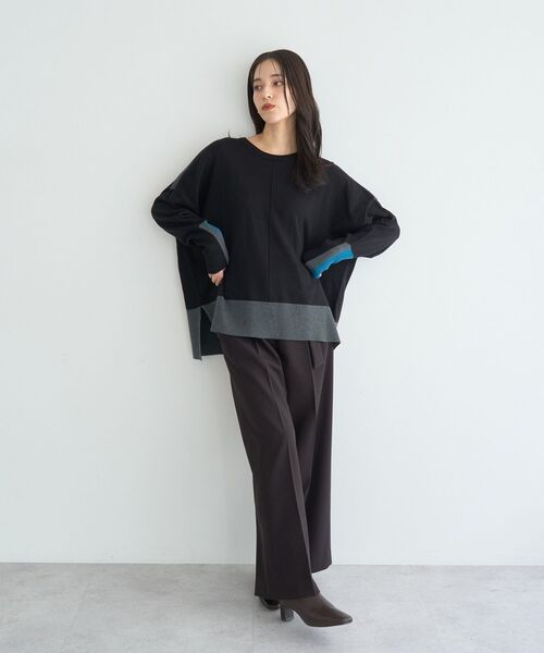 YECCA VECCA（イェッカヴェッカ）の「カラーブロッキングニット（ニット/セーター・レディース・チャコールグレー/ブラック/モカ・FREE）」の22枚目の写真