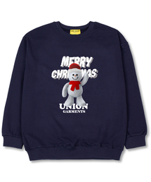 スノーマンオーバーサイズスウェットクリスマスTシャツ[裏毛]ネイビー
