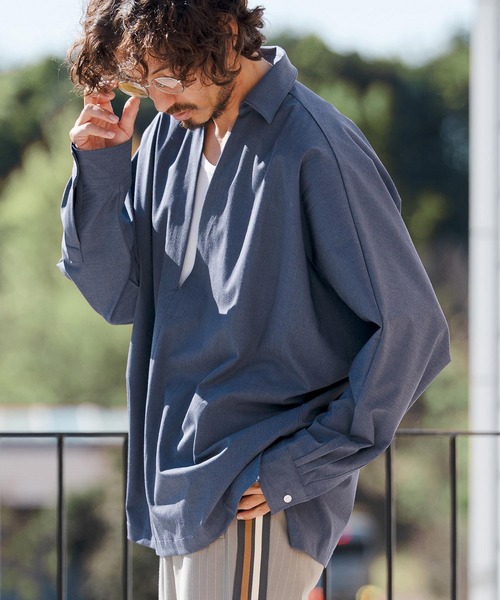 CAMBIO（カンビオ）の「ms6349- TRディープスキッパーシャツ(CMB-R0201)（シャツ/ブラウス・メンズ・ブラック/ブラウン/ネイビー・S/M/L）」の5枚目の写真