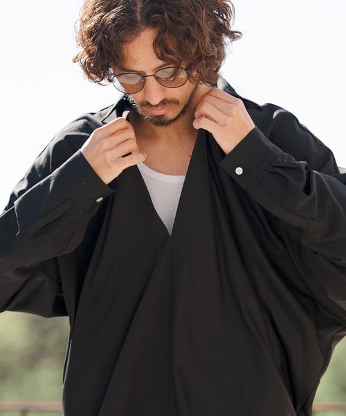 CAMBIO（カンビオ）の「ms6349- TRディープスキッパーシャツ(CMB-R0201)（シャツ/ブラウス・メンズ・ブラック/ブラウン/ネイビー・S/M/L）」の8枚目の写真