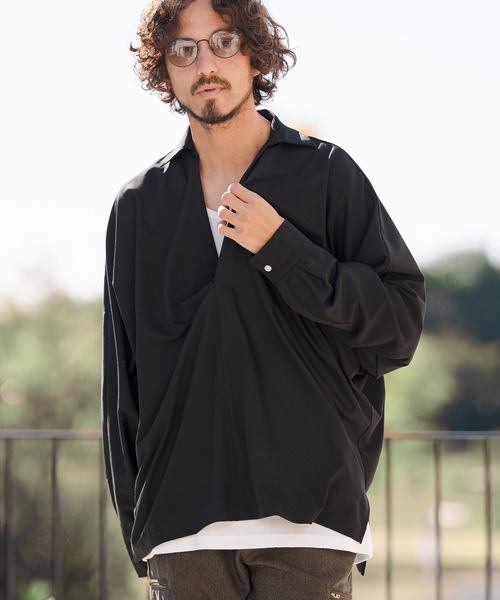 CAMBIO（カンビオ）の「ms6349- TRディープスキッパーシャツ(CMB-R0201)（シャツ/ブラウス・メンズ・ブラック/ブラウン/ネイビー・S/M/L）」の9枚目の写真