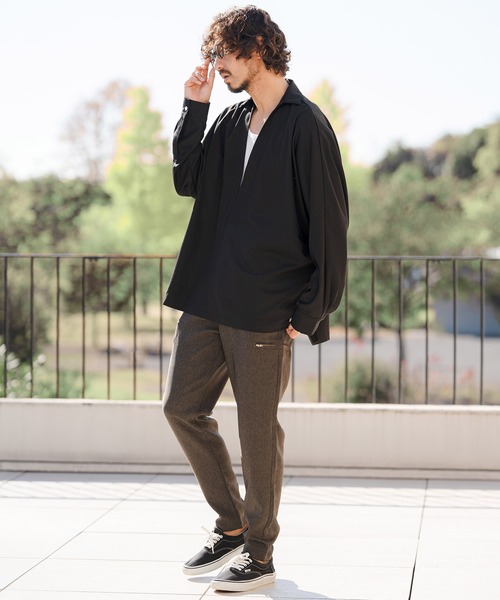 CAMBIO（カンビオ）の「ms6349- TRディープスキッパーシャツ(CMB-R0201)（シャツ/ブラウス・メンズ・ブラック/ブラウン/ネイビー・S/M/L）」の11枚目の写真