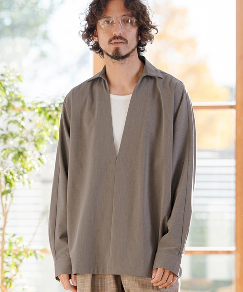 CAMBIO（カンビオ）の「ms6349- TRディープスキッパーシャツ(CMB-R0201)（シャツ/ブラウス・メンズ・ブラック/ブラウン/ネイビー・S/M/L）」の12枚目の写真