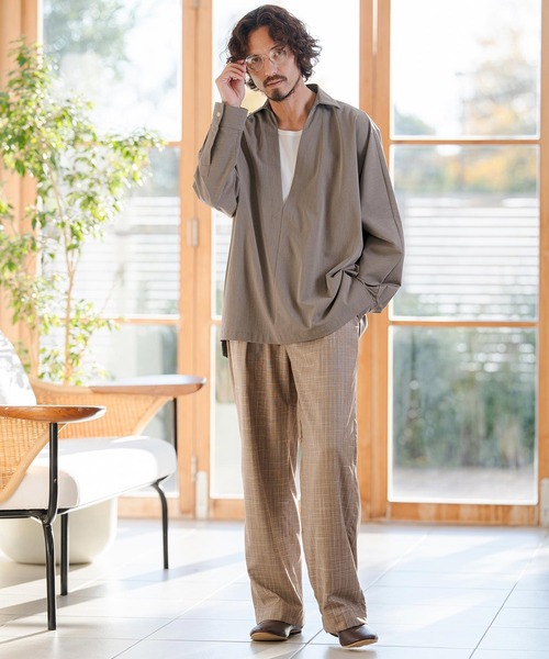 CAMBIO（カンビオ）の「ms6349- TRディープスキッパーシャツ(CMB-R0201)（シャツ/ブラウス・メンズ・ブラック/ブラウン/ネイビー・S/M/L）」の15枚目の写真