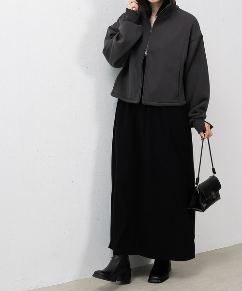 en CAnAF（エンカナフ）の「【2点セットで着回し力抜群！】前後2WAY セットアップ キャミワンピース（ワンピース・レディース・ブラック/ベージュ・フリー）」の9枚目の写真