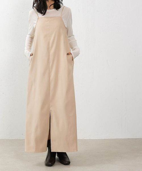en CAnAF（エンカナフ）の「【2点セットで着回し力抜群！】前後2WAY セットアップ キャミワンピース（ワンピース・レディース・ブラック/ベージュ・フリー）」の14枚目の写真