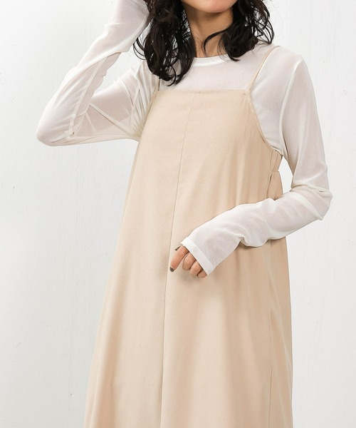 en CAnAF（エンカナフ）の「【2点セットで着回し力抜群！】前後2WAY セットアップ キャミワンピース（ワンピース・レディース・ブラック/ベージュ・フリー）」の15枚目の写真