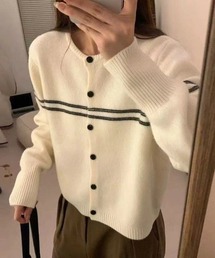クルーネックボーダーカーディガン 長袖 レディース