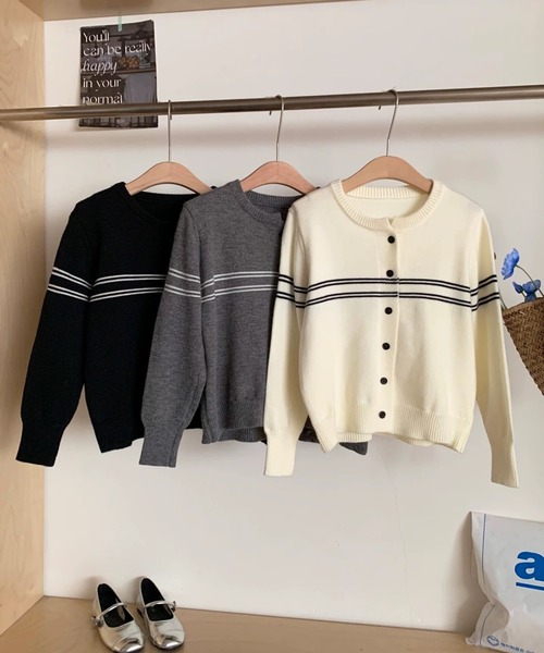 Beststore（ベストストア）の「クルーネックボーダーカーディガン 長袖 レディース（カーディガン/ボレロ・レディース・アイボリー/ダークグレー/ブラック・FREE）」の21枚目の写真