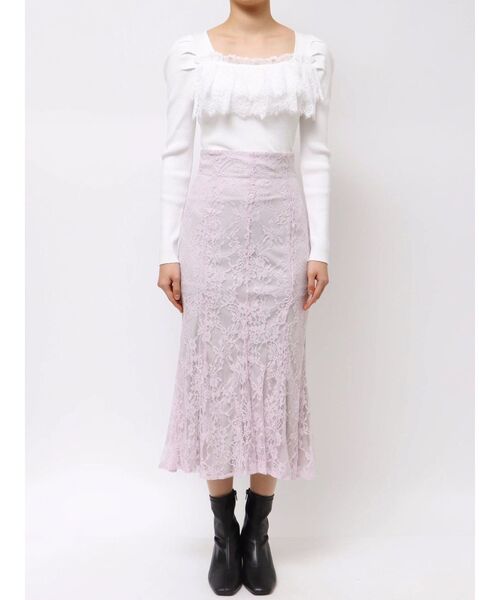 MERCURYDUO(マーキュリーデュオ)の「レースマーメイドスカート(スカート・レディース・オフホワイト/ラベンダー・SMALL/MEDIUM)」の3枚目の写真