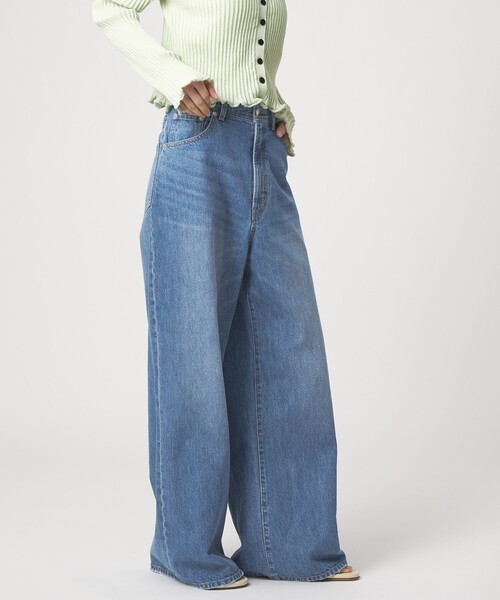 EMMEL REFINES（エメルリファインズ）の「＜EMMEL REFINES＞EM ハイウエスト ワイド デニム（デニムパンツ・レディース・ライトブルー/コバルトブルー・XS/S/M）」の4枚目の写真