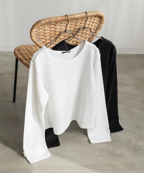 CLETTE（クレット）の「CLETTEオリジナル袖口パールリブカットソー（Tシャツ/カットソー・レディース・ブラック/ホワイト・4L/3L/LL）」の10枚目の写真